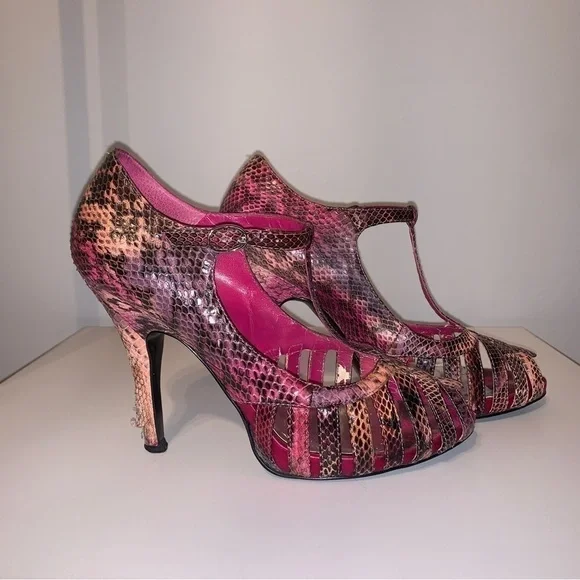 BCBGirls pink and purple snakeskin heels.  Size 8.​ - Picture 5 of 7